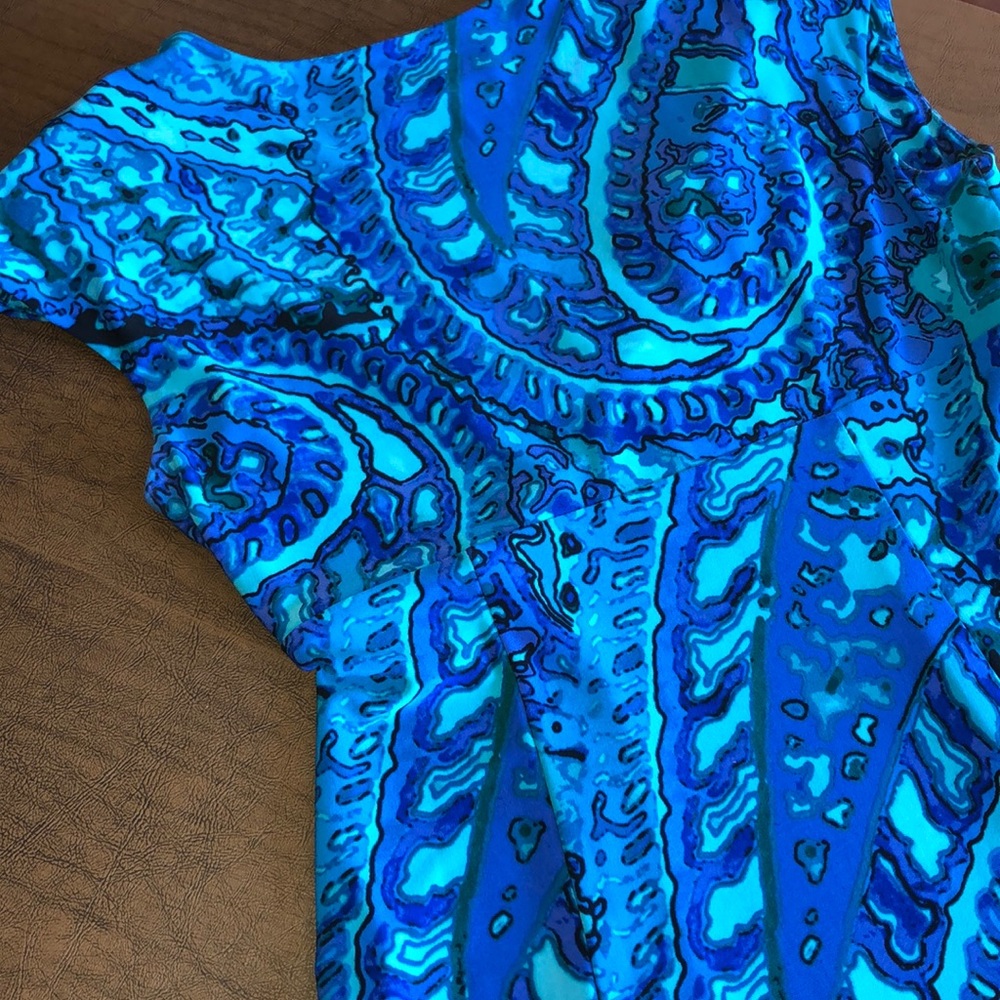 EVAN PICONE Blue Green V-Neck Dress Size 10 - Picture 7 of 8